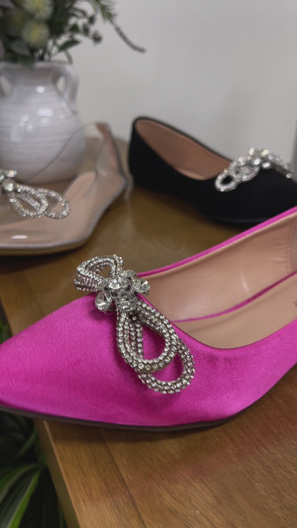 Forever Point Rhinestone Bow Ballet Flats