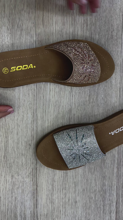 Soda Tract Rhinestone Platform Sandal