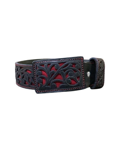 Chaparral Quemado Navajeado Guias Fondo Rojo Belt