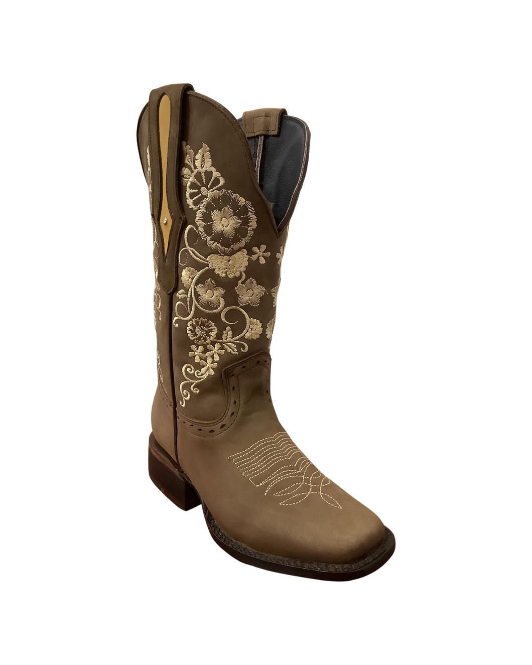 Arles Brown Boots with Flowers