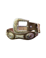 Load image into Gallery viewer, Chaparral Concho/Oro Leather Belt
