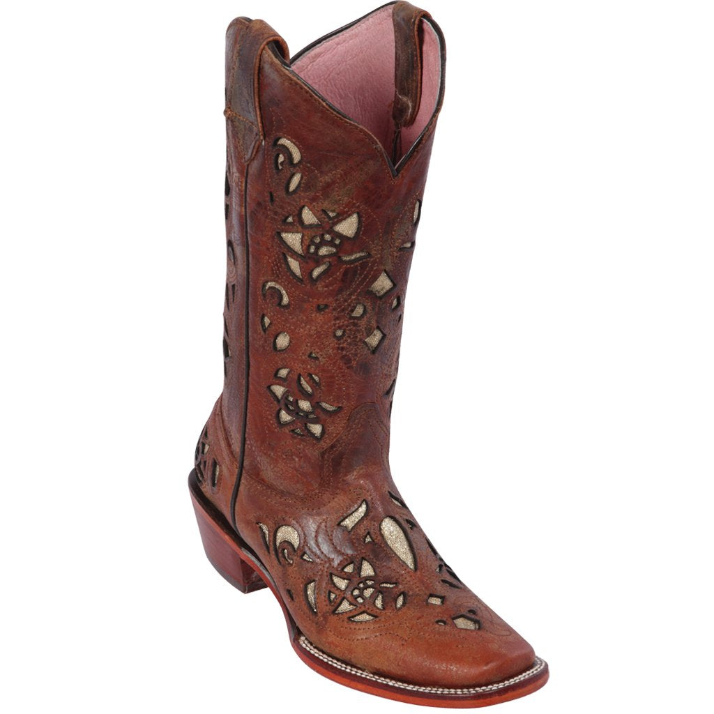 Quincy Boot Brown Volcano Leather Square Toe Cowgirl Boots