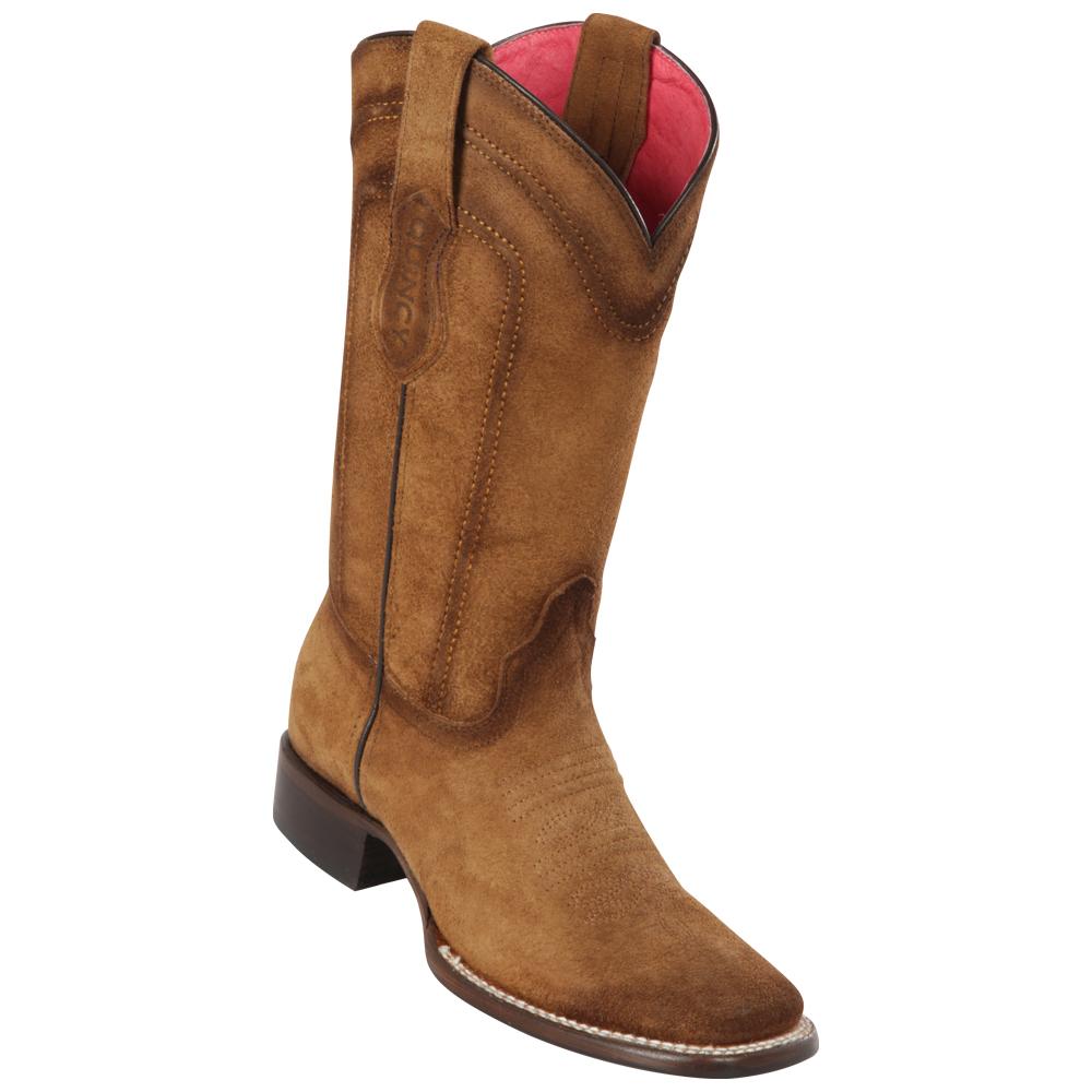 Quincy Boots Tan Suede Leather Wide Square Toe Boot